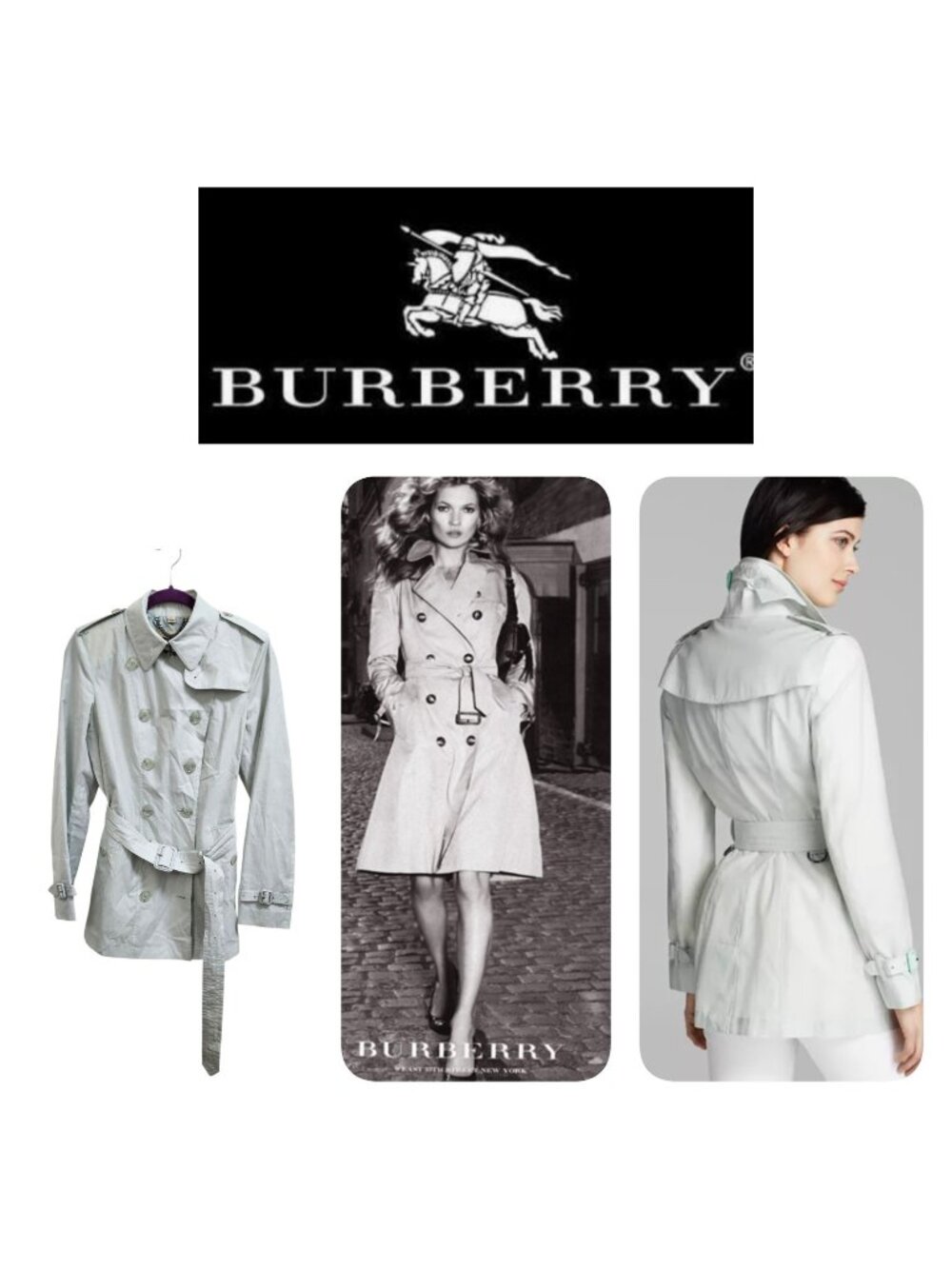 Burberry London Lightweight Cotton Silk Short Trench Coat Jacket US 8 UK 10